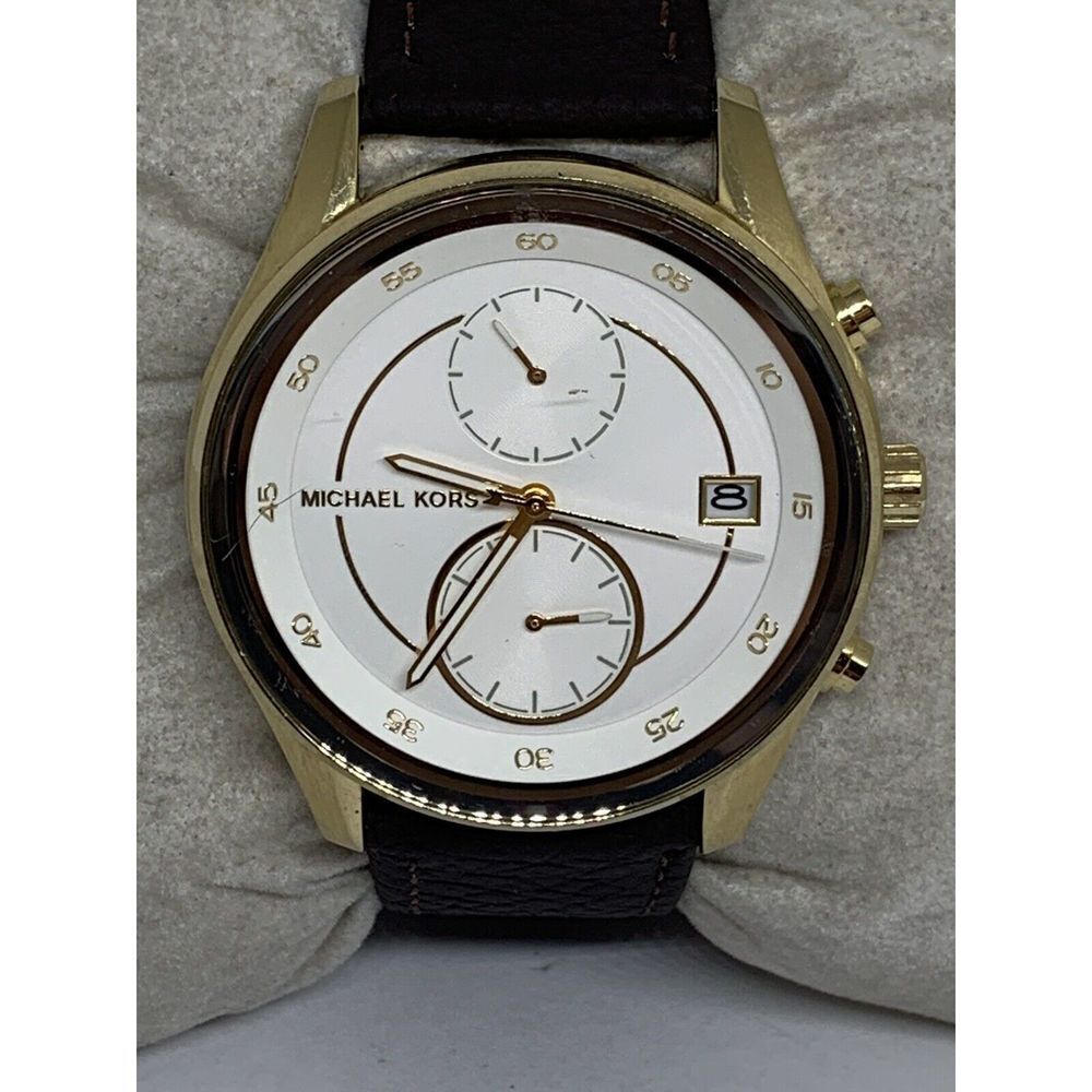 Michael Kors MK6466 Women's Brown Leather Analog White Dial Quartz Watch OL323